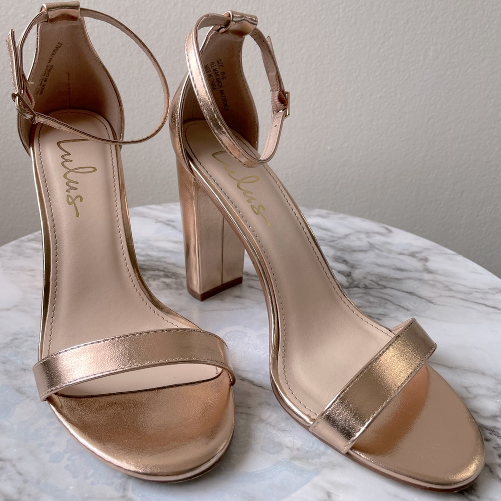 8.5 Rose Gold Lulus Heels.